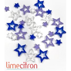 Acrylique - Petites étoiles (bleues, mauves, transparentes)